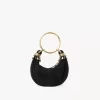 Mini sac hobo avec bracelet en perles en cuir suédé