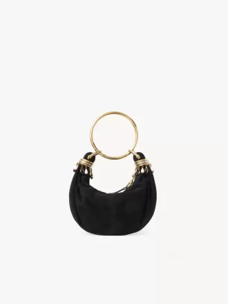 Mini sac hobo avec bracelet en perles en cuir suédé