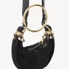 Mini sac hobo avec bracelet en perles en cuir suédé