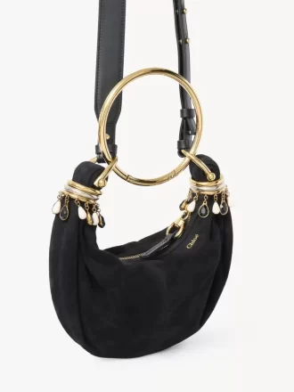 Mini sac hobo avec bracelet en perles en cuir suédé