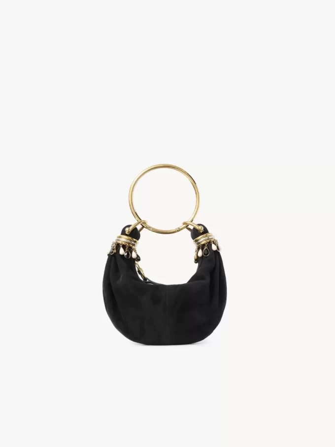 Mini sac hobo avec bracelet en perles en cuir suédé