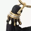 Mini sac hobo avec bracelet en perles en cuir suédé