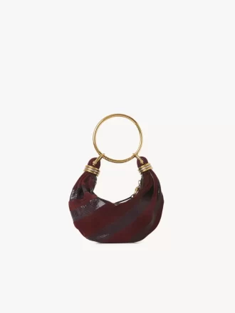 Mini sac hobo bracelet en cuir suédé et peau de serpent