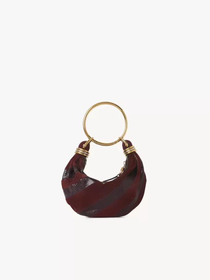 Mini sac hobo bracelet en cuir suédé et peau de serpent Mini sac hobo bracelet en cuir suédé et peau de serpent