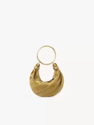 Mini sac hobo bracelet en cuir suédé et peau de serpent