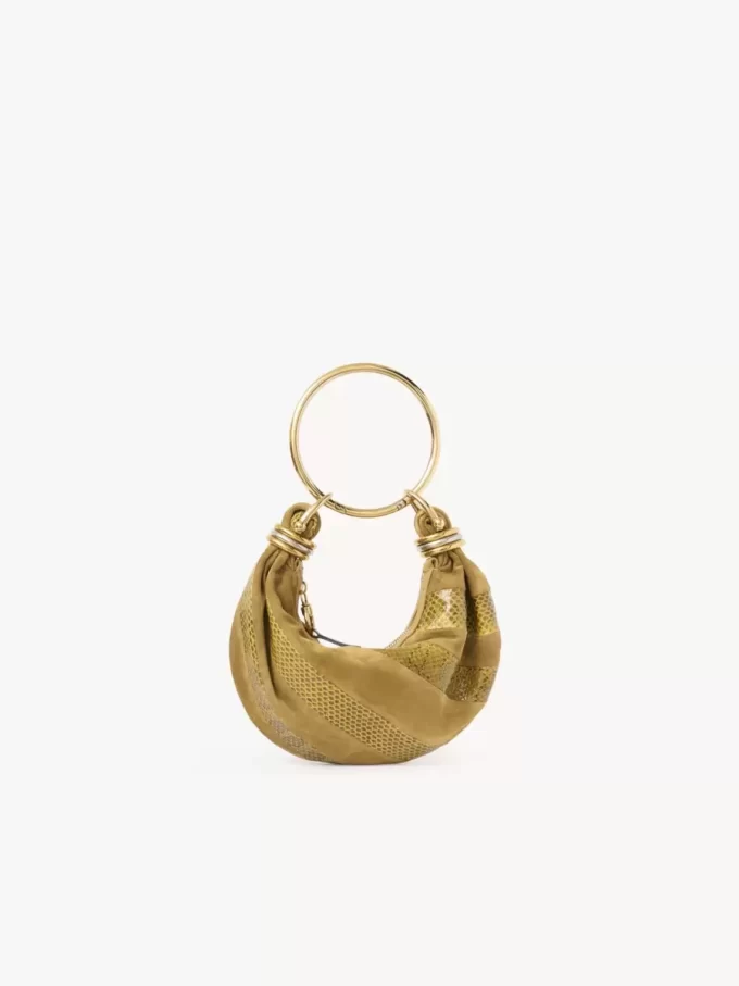 Mini sac hobo bracelet en cuir suédé et peau de serpent Mini sac hobo bracelet en cuir suédé et peau de serpent