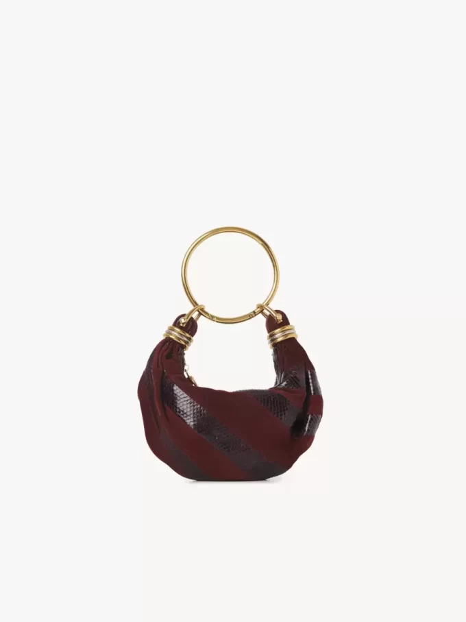 Mini sac hobo bracelet en cuir suédé et peau de serpent Mini sac hobo bracelet en cuir suédé et peau de serpent