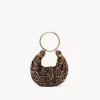 Mini sac hobo bracelet en peau lainée à imprimé léopard Mini sac hobo bracelet en peau lainée à imprimé léopard