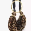 Mini sac hobo bracelet en peau lainée à imprimé léopard Mini sac hobo bracelet en peau lainée à imprimé léopard