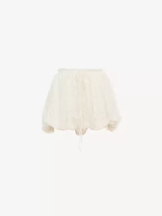 Mini short bloomer en mousseline de soie à dentelle florale