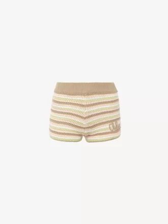 Mini short taille haute avec logo en maille crochetée de coton