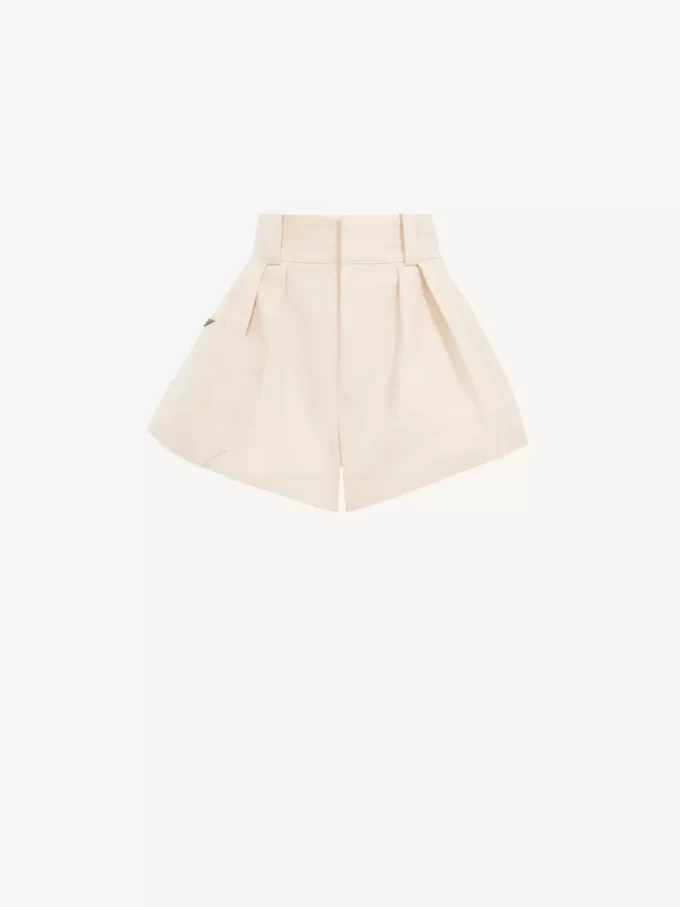Mini short taille haute en toile de coton Mini short taille haute en toile de coton