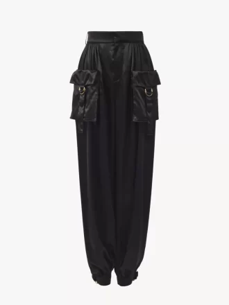 Pantalon cargo fluide en satin de soie Pantalon cargo fluide en satin de soie