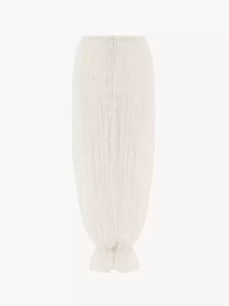 Pantalon à cordon en dentelle brodée