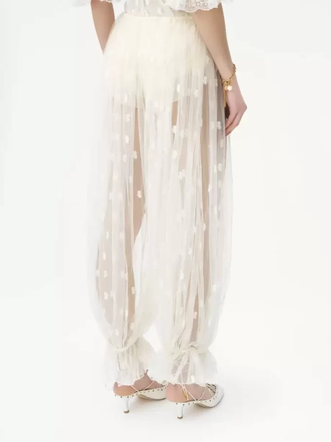 Pantalon à cordon en dentelle brodée Pantalon à cordon en dentelle brodée