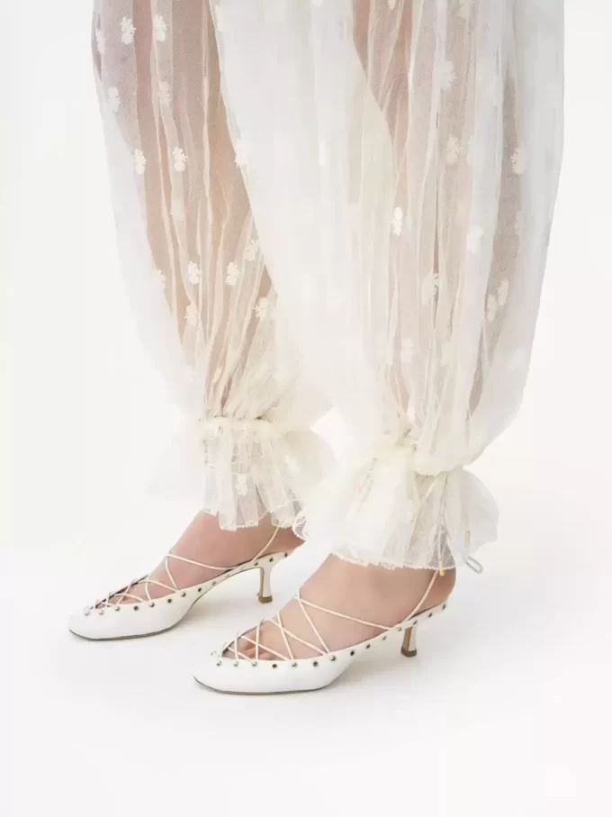 Pantalon à cordon en dentelle brodée Pantalon à cordon en dentelle brodée