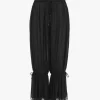 Pantalon court fluide en charmeuse de soie et dentelle Pantalon court fluide en charmeuse de soie et dentelle