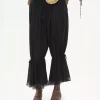 Pantalon court fluide en charmeuse de soie et dentelle Pantalon court fluide en charmeuse de soie et dentelle