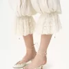 Pantalon court fluide en charmeuse de soie et dentelle Pantalon court fluide en charmeuse de soie et dentelle