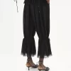Pantalon court fluide en charmeuse de soie et dentelle Pantalon court fluide en charmeuse de soie et dentelle