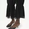 Pantalon court fluide en charmeuse de soie et dentelle Pantalon court fluide en charmeuse de soie et dentelle