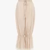 Pantalon court fluide en pongé de soie lavée et dentelle Pantalon court fluide en pongé de soie lavée et dentelle