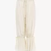 Pantalon court fluide en pongé de soie lavée et dentelle Pantalon court fluide en pongé de soie lavée et dentelle