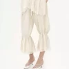 Pantalon court fluide en pongé de soie lavée et dentelle Pantalon court fluide en pongé de soie lavée et dentelle
