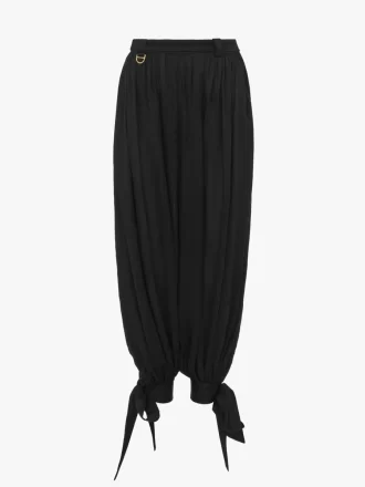Pantalon fluide plissé en charmeuse de soie
