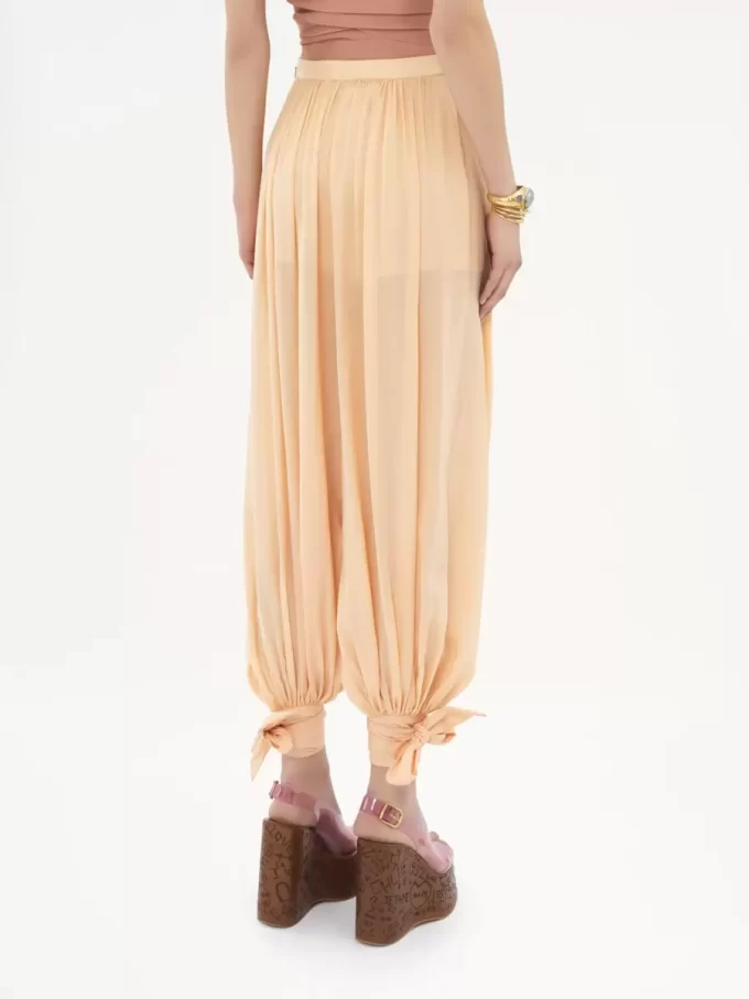 Pantalon fluide plissé en charmeuse de soie Pantalon fluide plissé en charmeuse de soie