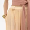Pantalon fluide plissé en charmeuse de soie Pantalon fluide plissé en charmeuse de soie