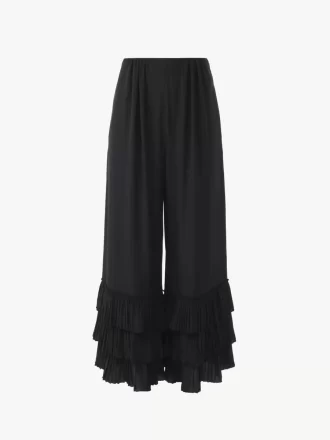 Pantalon large fluide en crêpe de Chine