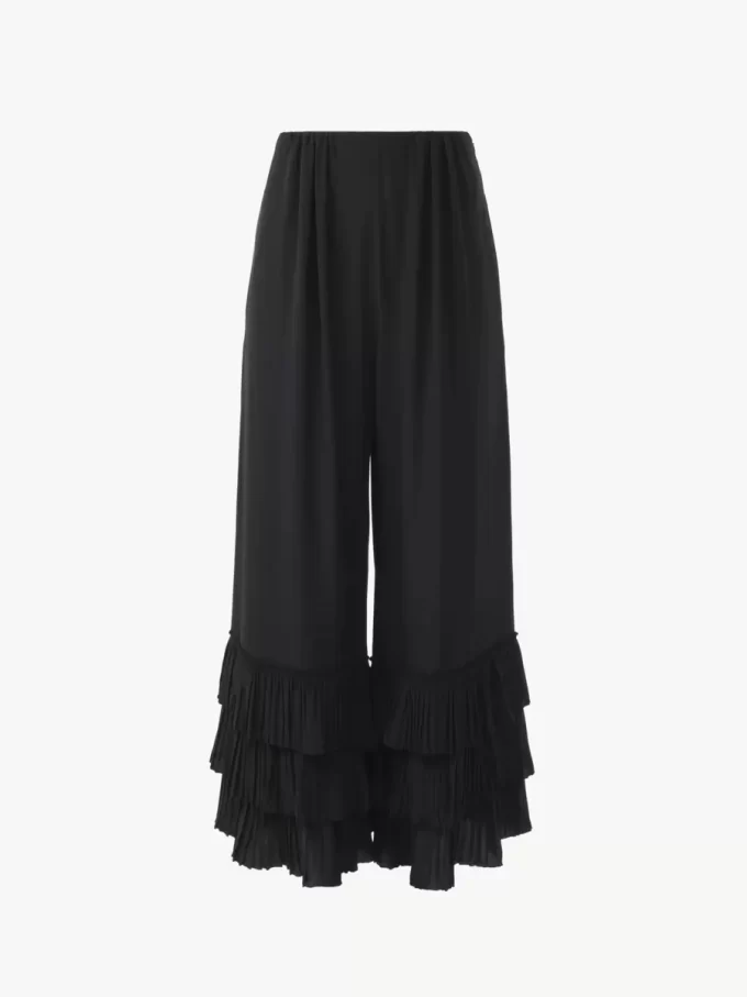 Pantalon large fluide en crêpe de Chine Pantalon large fluide en crêpe de Chine