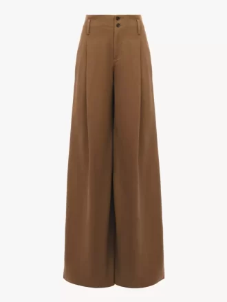 Pantalon large taille haute en toile de coton Pantalon large taille haute en toile de coton