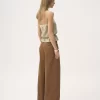Pantalon large taille haute en toile de coton Pantalon large taille haute en toile de coton