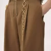 Pantalon large taille haute en toile de coton Pantalon large taille haute en toile de coton