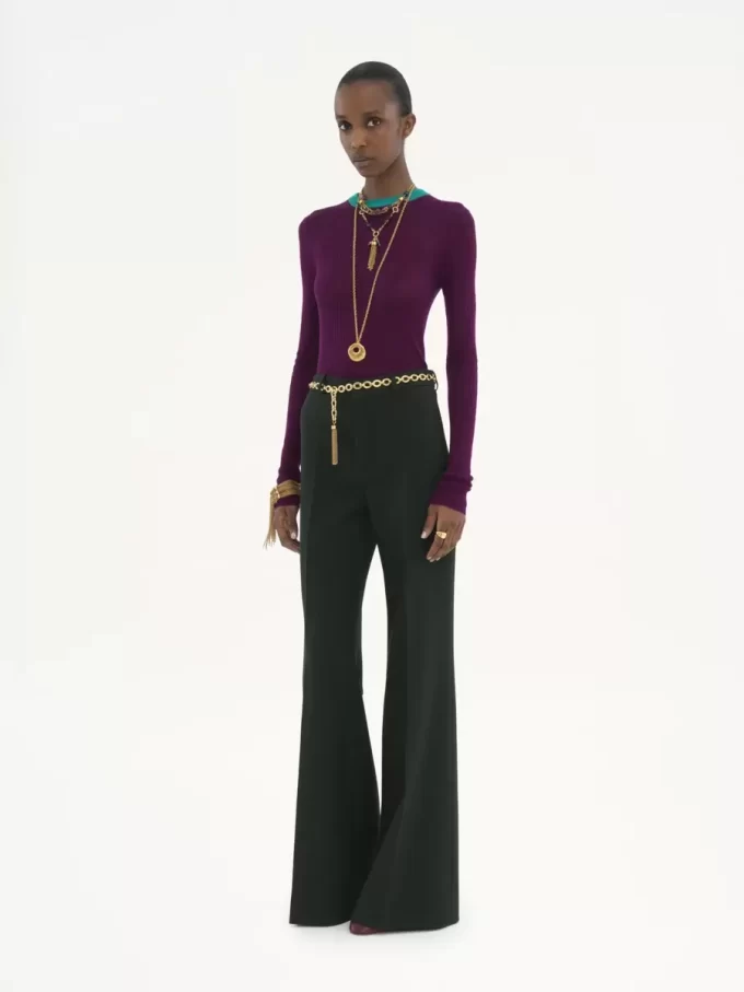 Pantalon tailleur évasé en crêpe de laine Pantalon tailleur évasé en crêpe de laine