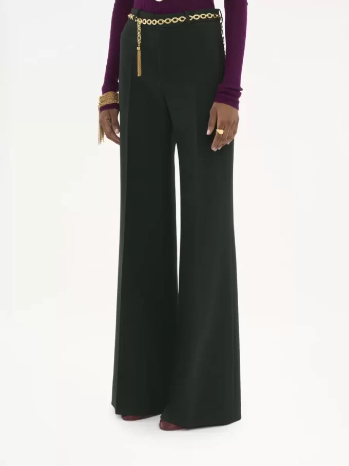 Pantalon tailleur évasé en crêpe de laine Pantalon tailleur évasé en crêpe de laine