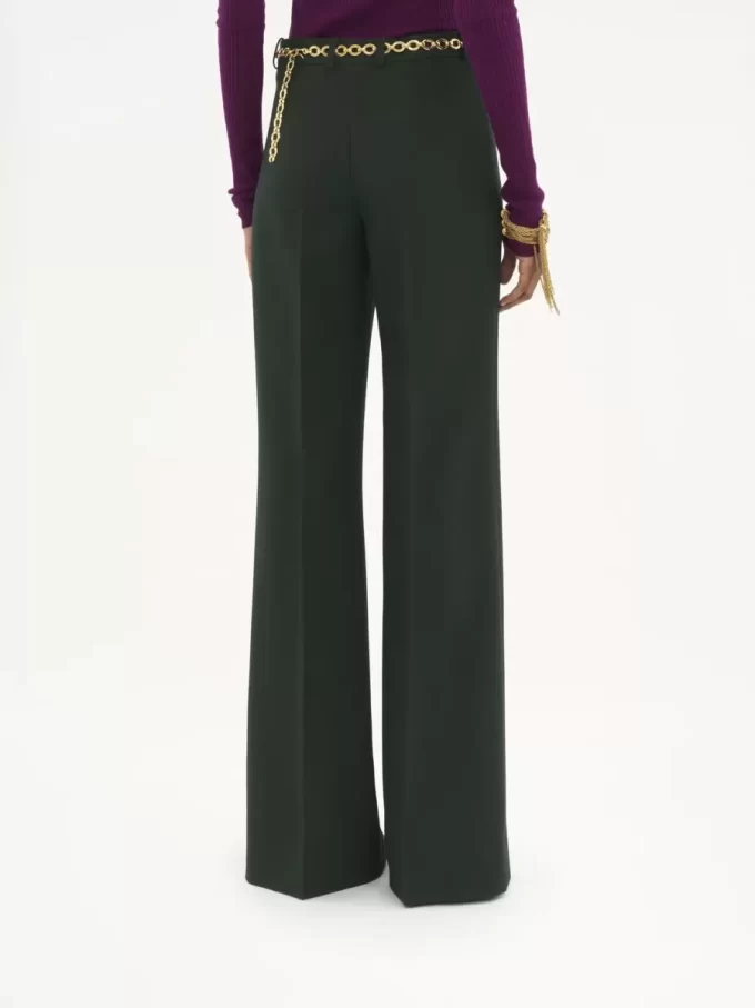 Pantalon tailleur évasé en crêpe de laine Pantalon tailleur évasé en crêpe de laine