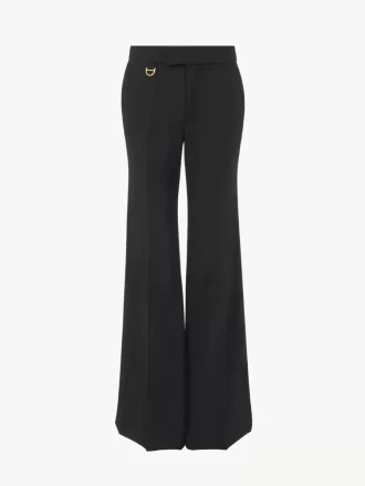 Pantalon tailleur évasé en gabardine de laine