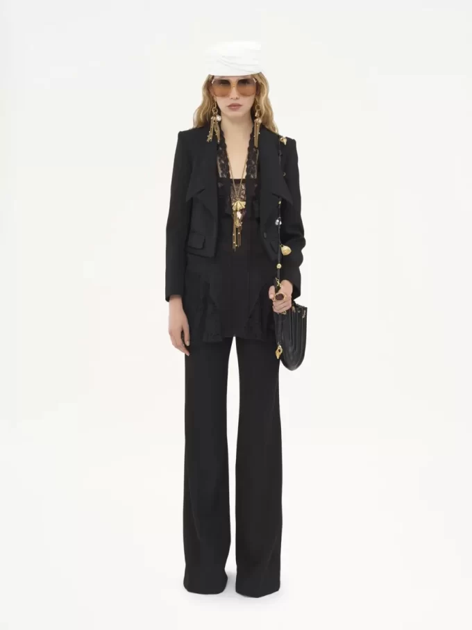 Pantalon tailleur évasé en gabardine de laine Pantalon tailleur évasé en gabardine de laine