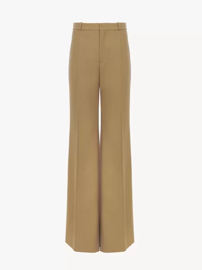 Pantalon tailleur évasé en laine grain de poudre Pantalon tailleur évasé en laine grain de poudre