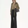 Pantalon tailleur évasé en laine grain de poudre Pantalon tailleur évasé en laine grain de poudre