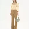 Pantalon tailleur évasé en laine grain de poudre Pantalon tailleur évasé en laine grain de poudre