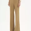 Pantalon tailleur évasé en laine grain de poudre Pantalon tailleur évasé en laine grain de poudre