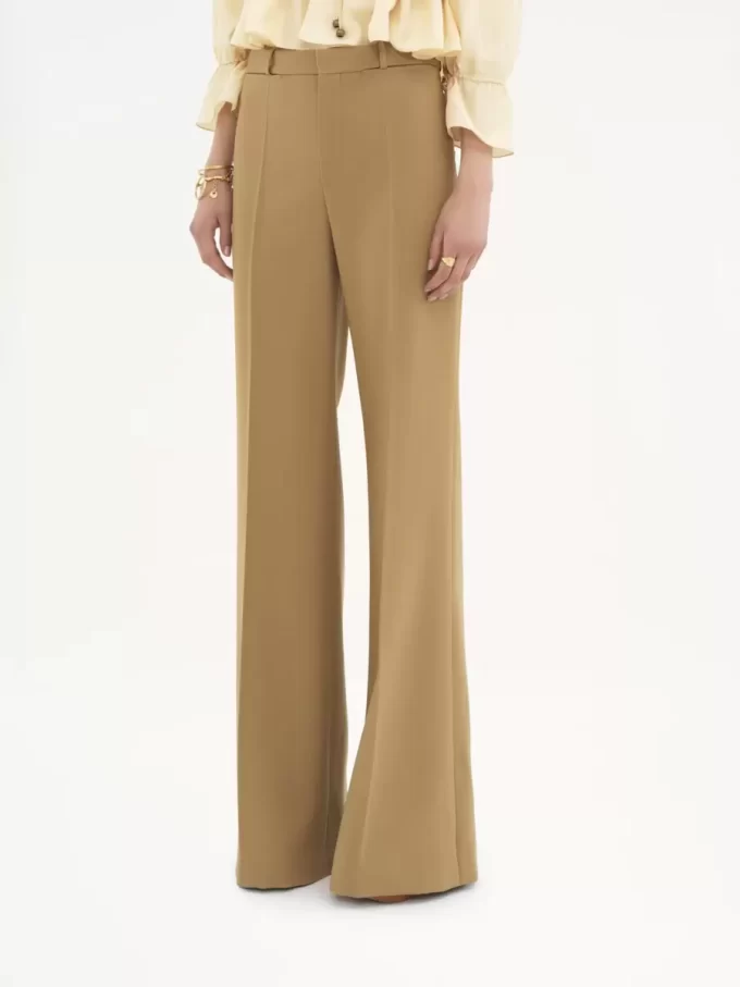 Pantalon tailleur évasé en laine grain de poudre Pantalon tailleur évasé en laine grain de poudre