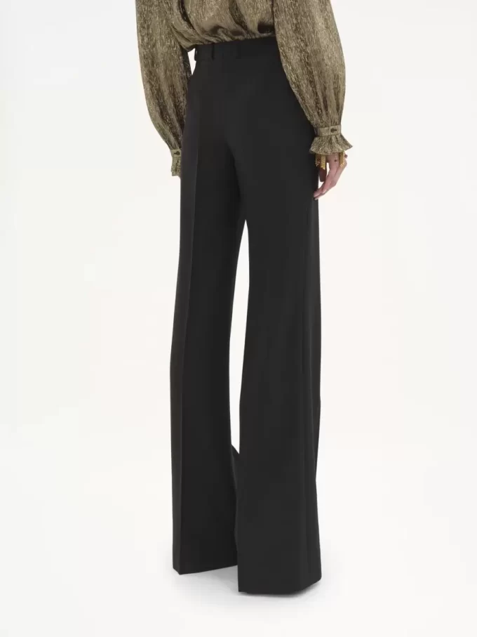 Pantalon tailleur évasé en laine grain de poudre Pantalon tailleur évasé en laine grain de poudre