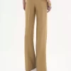 Pantalon tailleur évasé en laine grain de poudre Pantalon tailleur évasé en laine grain de poudre