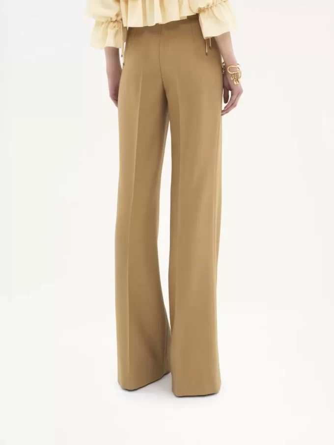 Pantalon tailleur évasé en laine grain de poudre Pantalon tailleur évasé en laine grain de poudre