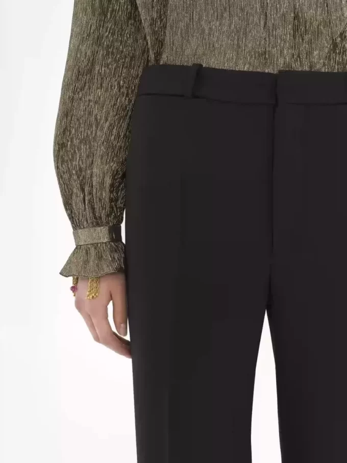 Pantalon tailleur évasé en laine grain de poudre Pantalon tailleur évasé en laine grain de poudre